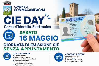 Carte di identità: Sabato 16 Maggio Rilascio Senza Appuntamento