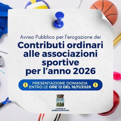 Bando per l'erogazione di contributi ordinari alle Associazioni Sportive per l'anno 2026